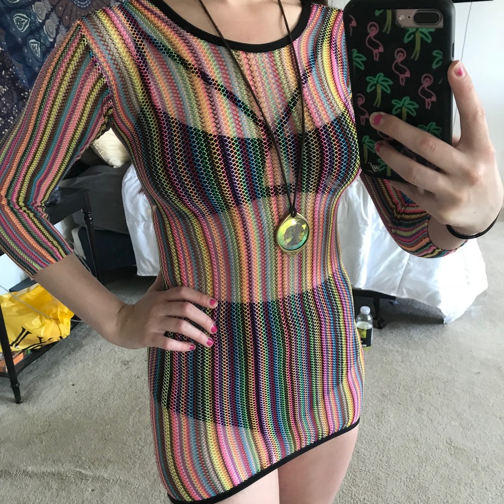 Rainbow see through dress!